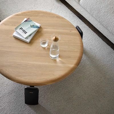 Oak Veneer Round Coffee Table Natural Wood Top Coffee Table Customized