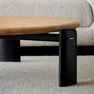 Oak Veneer Round Coffee Table Natural Wood Top Coffee Table Customized