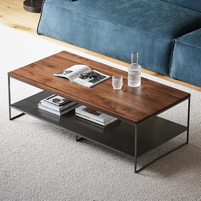 Rectangle Iron Central Coffee Table Grey Metal Oak Top Coffee Table