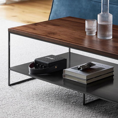 Rectangle Iron Central Coffee Table Grey Metal Oak Top Coffee Table