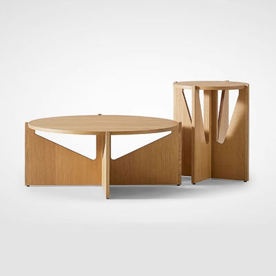 Central Round Coffee Table Set Natural Wood Top Coffee Table