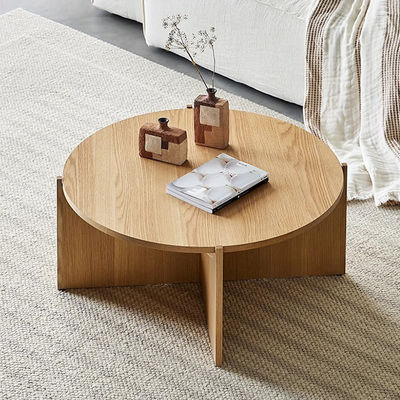 Central Round Coffee Table Set Natural Wood Top Coffee Table