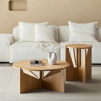 Central Round Coffee Table Set Natural Wood Top Coffee Table