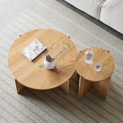 Central Round Coffee Table Set Natural Wood Top Coffee Table