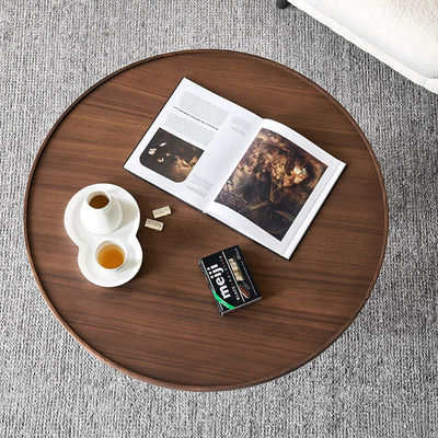 Central Oak Veneer Coffee Table Wood Top Marble Finish For Living Room