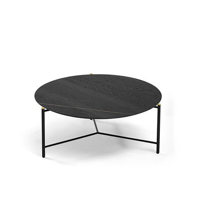 Hotel Round Center Coffee Table Oak Top Coffee Table With Iron Legs