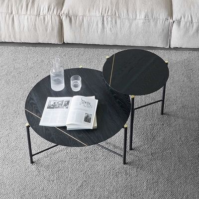 Hotel Round Center Coffee Table Oak Top Coffee Table With Iron Legs
