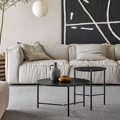 Hotel Round Center Coffee Table Oak Top Coffee Table With Iron Legs