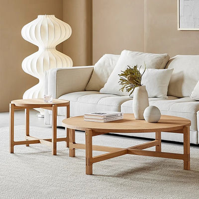 Oak Solid Wood Coffee Table Matt Finish Small Round Coffee Table