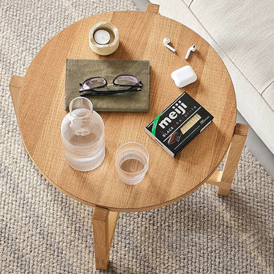 Oak Solid Wood Coffee Table Matt Finish Small Round Coffee Table