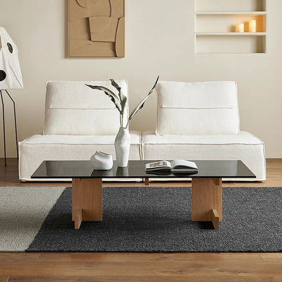Rectangle Modern Coffee Table Oak Glass Small Coffee Table