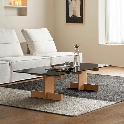 Rectangle Modern Coffee Table Oak Glass Small Coffee Table