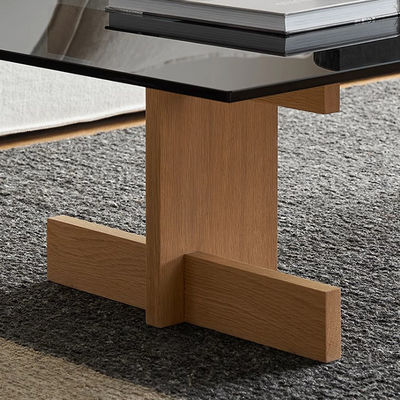 Rectangle Modern Coffee Table Oak Glass Small Coffee Table
