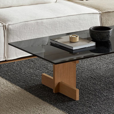 Rectangle Modern Coffee Table Oak Glass Small Coffee Table