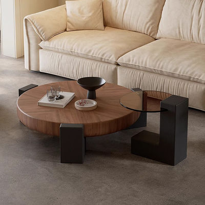 Natural Oak Coffee Table Customized Round Coffee Table With Storage