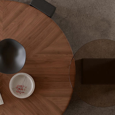 Natural Oak Coffee Table Customized Round Coffee Table With Storage