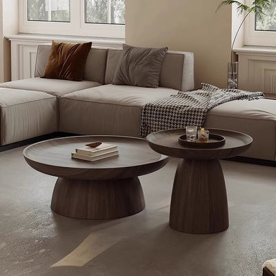 Veneer Walnut Coffee Table Natural Wood Round Coffee Table