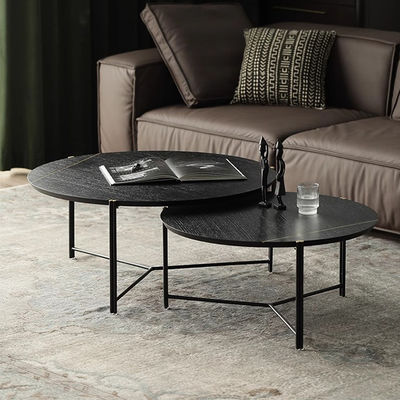 Black Oak Top Coffee Table Satin Finish Contemporary Coffee Table With Metal Legs