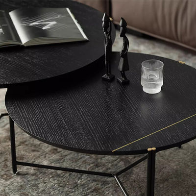 Black Oak Top Coffee Table Satin Finish Contemporary Coffee Table With Metal Legs