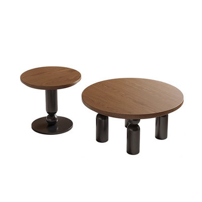 Wood Top Circle Coffee Table Oak Small Round Coffee Table Matt Finish