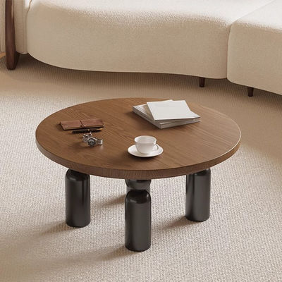 Wood Top Circle Coffee Table Oak Small Round Coffee Table Matt Finish