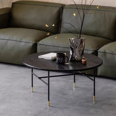 Iron Finish Central Coffee Table Black Satin Oak Top Coffee Table