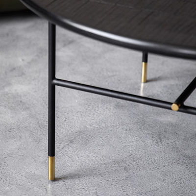Iron Finish Central Coffee Table Black Satin Oak Top Coffee Table