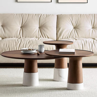 Oak Veneer Central Round End Table Natural Wood Top Solid Wood  Legs Side Table For Living Room And Hotel Use