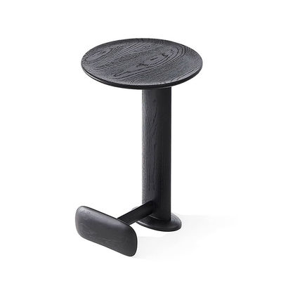 Oak Veneer Round End Table Natural Wood Top Solid Wood  Legs Side Table For Living Room And Hotel Use