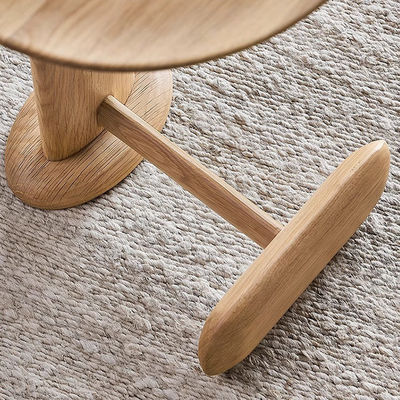 Oak Veneer Round End Table Natural Wood Top Solid Wood  Legs Side Table For Living Room And Hotel Use