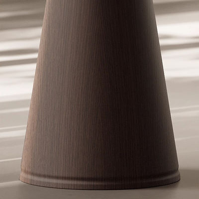 Oak Veneer Round End Tabe Black Glass Top Solid Wood Legs small Side Table For Living Room And Hotel Use