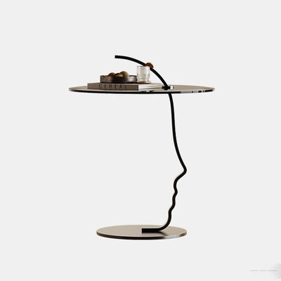 Customized Glass Top End Table Dia500mm Glass And Stainless Steel Side Table