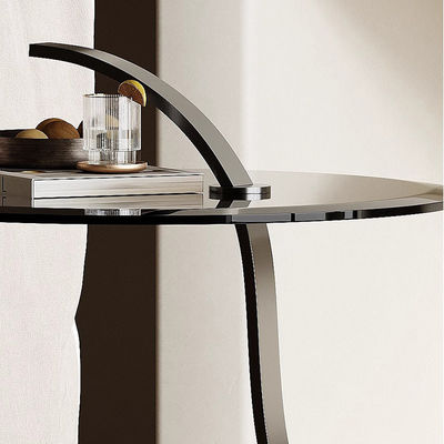 Customized Glass Top End Table Dia500mm Glass And Stainless Steel Side Table