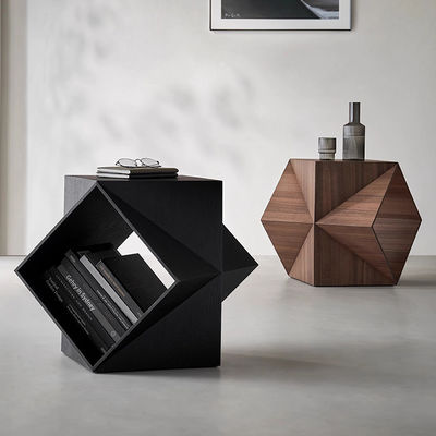 Matt Finish Round End Table Natural Oak Veneer Side Table
