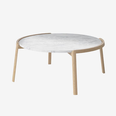 Round Coffee Table Set Table Natural Oak Veneer Travertine Top Coffee Table