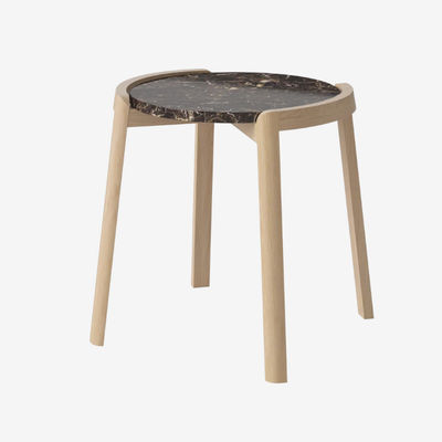 Round Coffee Table Set Table Natural Oak Veneer Travertine Top Coffee Table