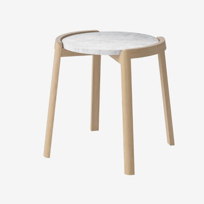 Round Coffee Table Set Table Natural Oak Veneer Travertine Top Coffee Table