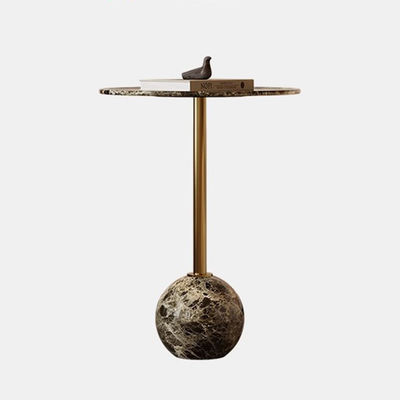 Black Marble Top Side Table Stainless Steel End Table With Metal Base