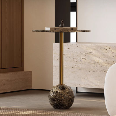 Black Marble Top Side Table Stainless Steel End Table With Metal Base