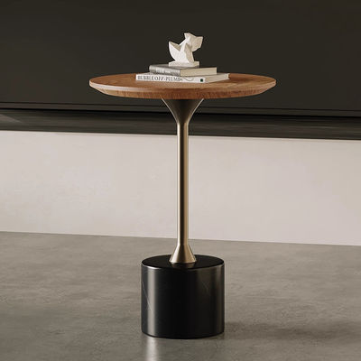 Satin Finish Wood Side Table With Metal Legs For Study Room
