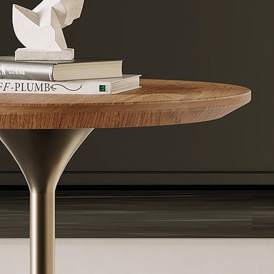 Satin Finish Wood Side Table With Metal Legs For Study Room