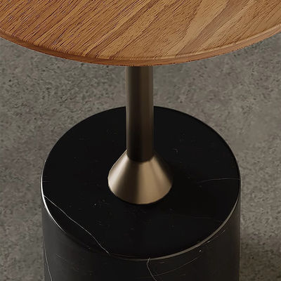 Satin Finish Wood Side Table With Metal Legs For Study Room