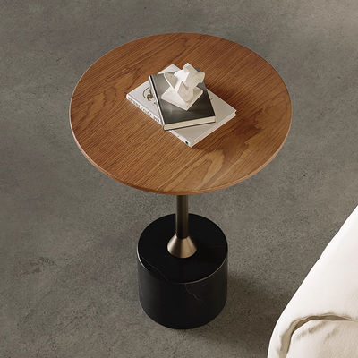 Satin Finish Wood Side Table With Metal Legs For Study Room