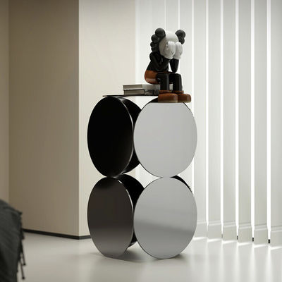 Bright Stainless Side Table Black Finish Metal Accent Table