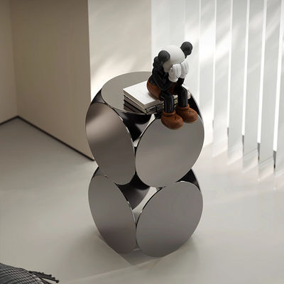 Bright Stainless Side Table Black Finish Metal Accent Table
