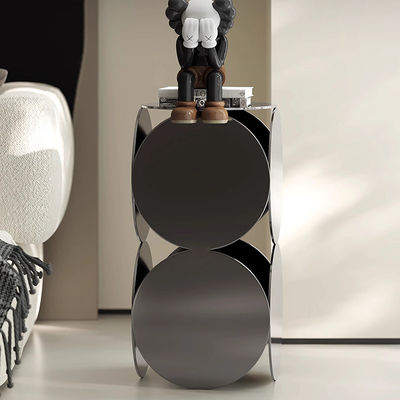 Bright Stainless Side Table Black Finish Metal Accent Table