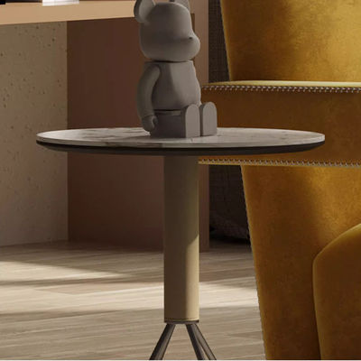 Living Room Stainless Steel Side Table With Brushed Gun Black Ceramic Top