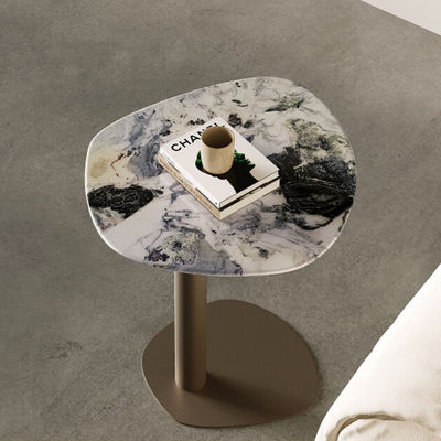 Gold Metal And Marble Side Table Brushed Marble And Metal End Table