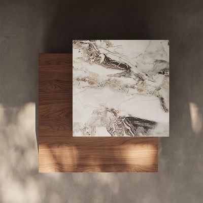 Oak Wood Coffee Table Ceramic Top Square Coffee Table With Drawers