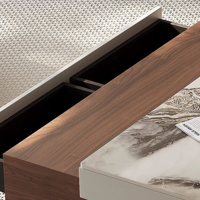 Oak Wood Coffee Table Ceramic Top Square Coffee Table With Drawers